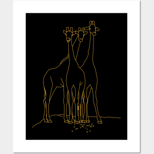 Giraffe Line Art Posters and Art